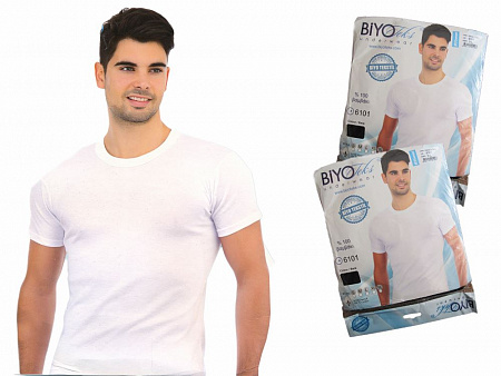 Белая мужская футболка (рибана)  BIYOteks